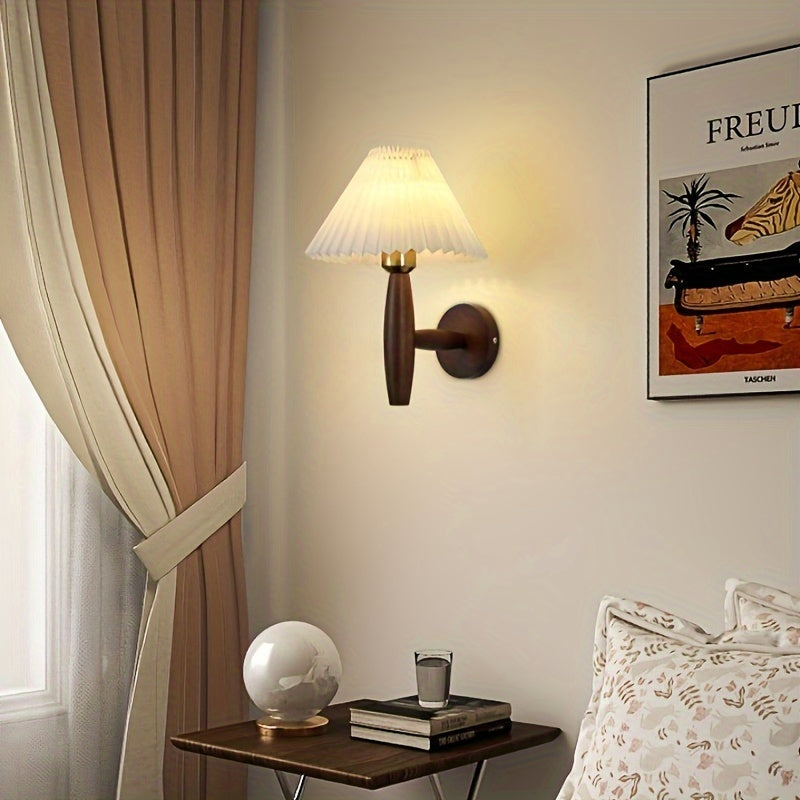 Wooden Wall Sconce Nordic Retro Japanese Style Beige Dark Brown Hardwired Indoor