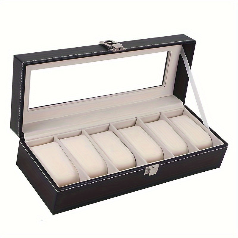 Black Watch Box with 6-Digit Display, Inner PU Leather and Flannelette Storage