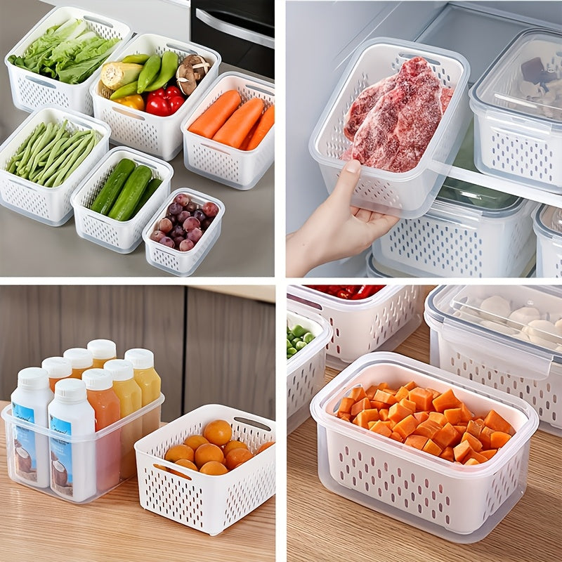 9-Piece BPA-Free Plastic Food Storage Set with Drain Baskets Leak-Proof Freezer-Safe Reusable