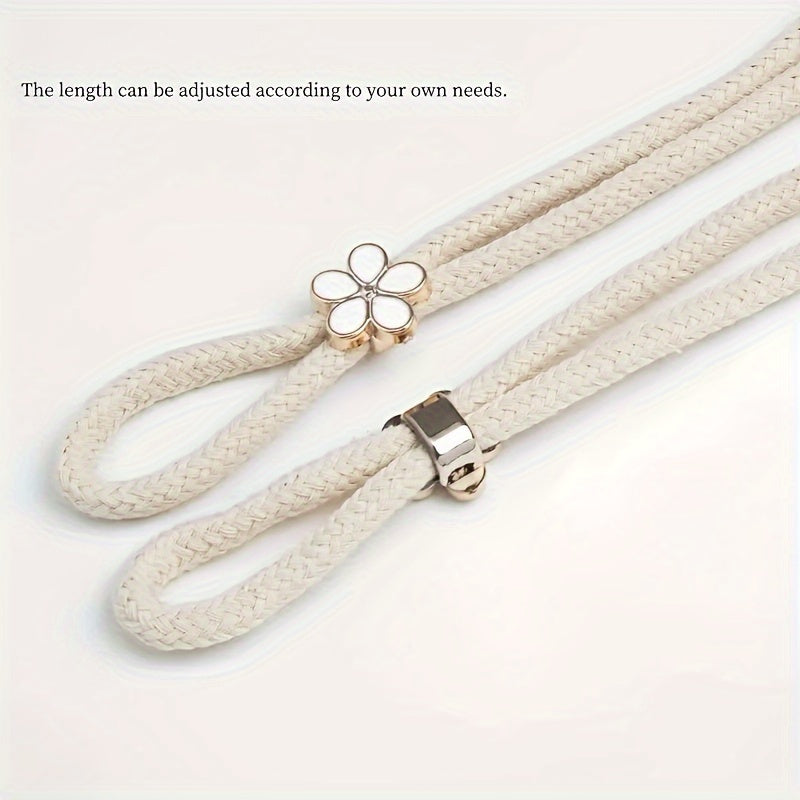 Boho Style Polyester Curtain Tiebacks with Adjustable Rope and Floral Buckle Set