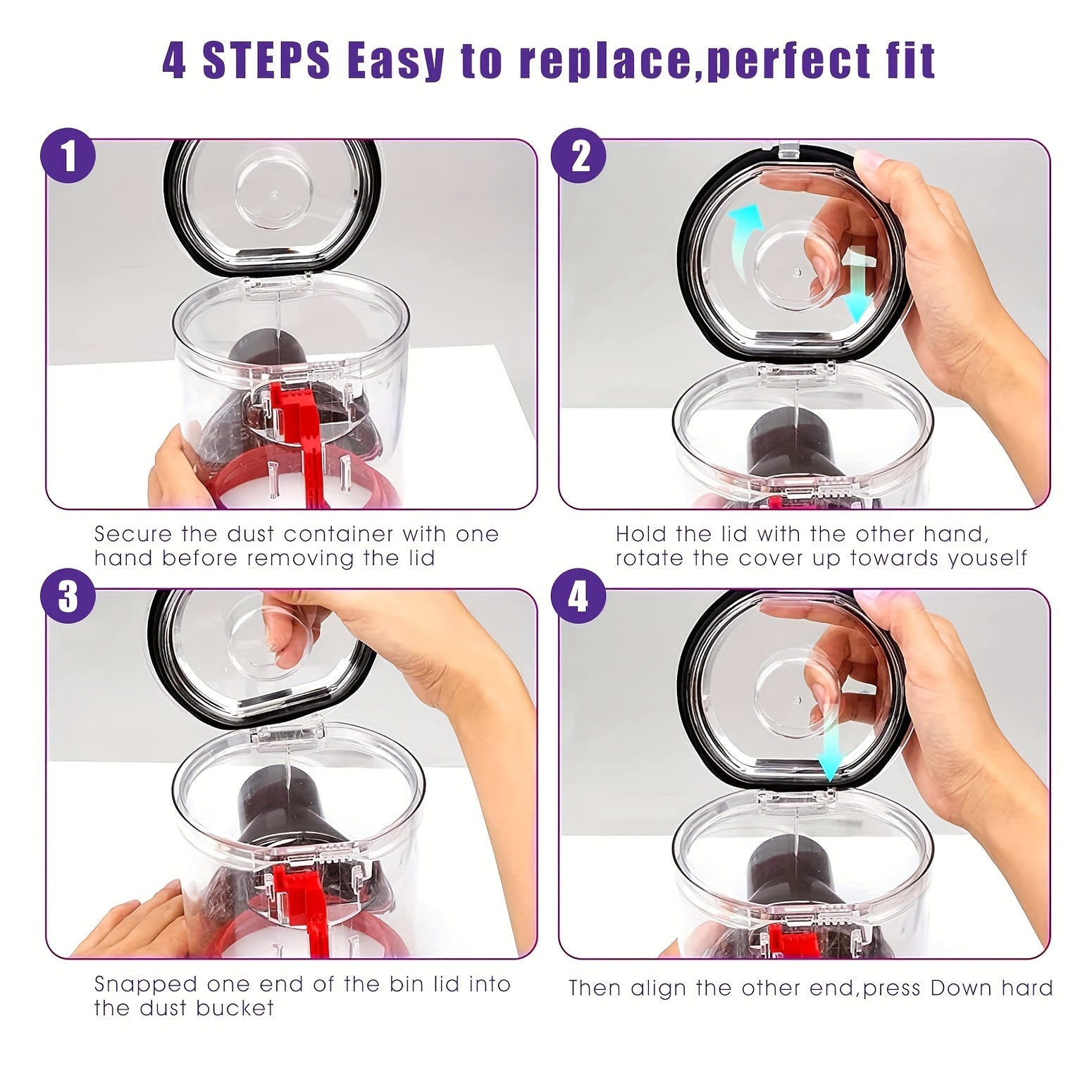 V7 va V8 modellari uchun muhrlangan halqa bilan mustahkam plastik axlat qutisi - changyutgichlar uchun mos keladigan axlat idishi aksessuari, oson ulanish uchun ulanish dizayni bilan.