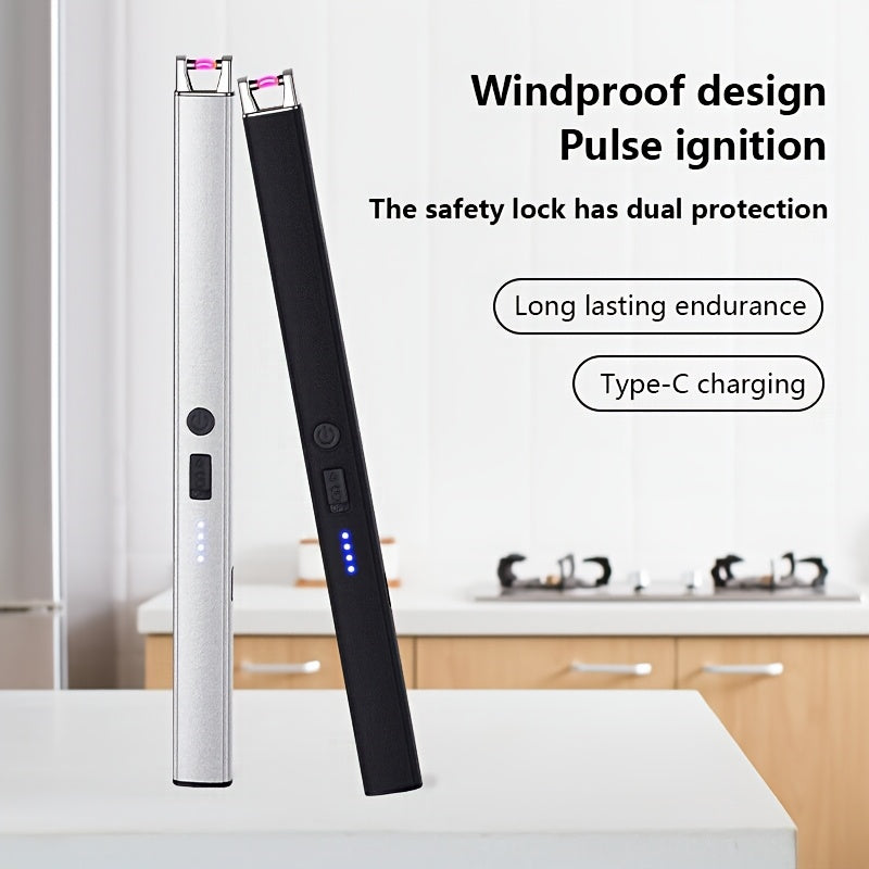 Rechargeable Electric Arc Lighter Set Windproof Candle Gas Stove Barbecue