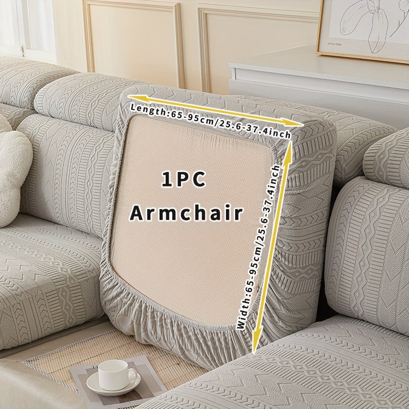 Qorong‘u kulrang chiziqli divan qopqog‘i, barcha mavsumlar uchun elastik uy himoyasi