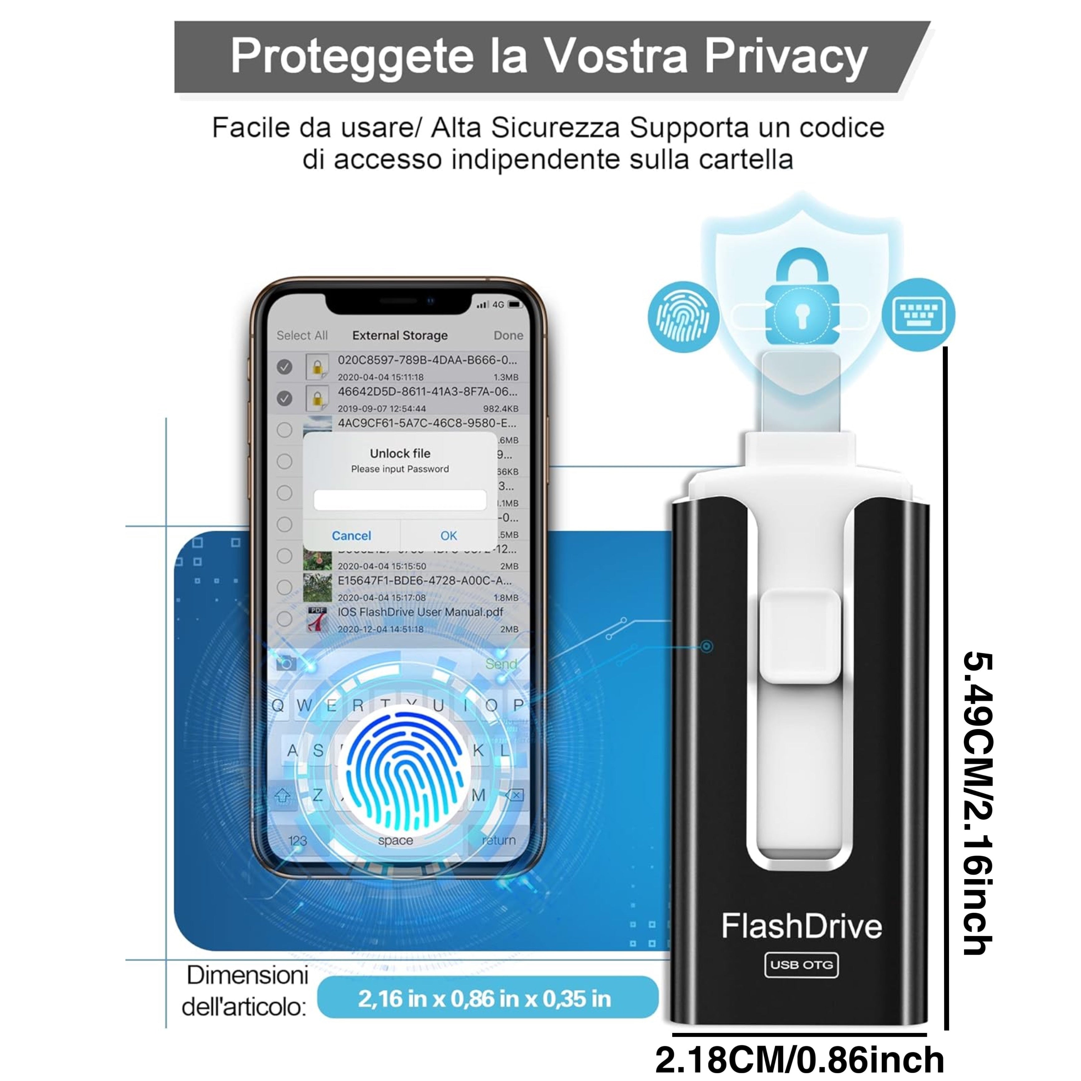 MFi Certified iPhone Photo Stick 64GB 128GB 256GB USB 3.0 External Storage