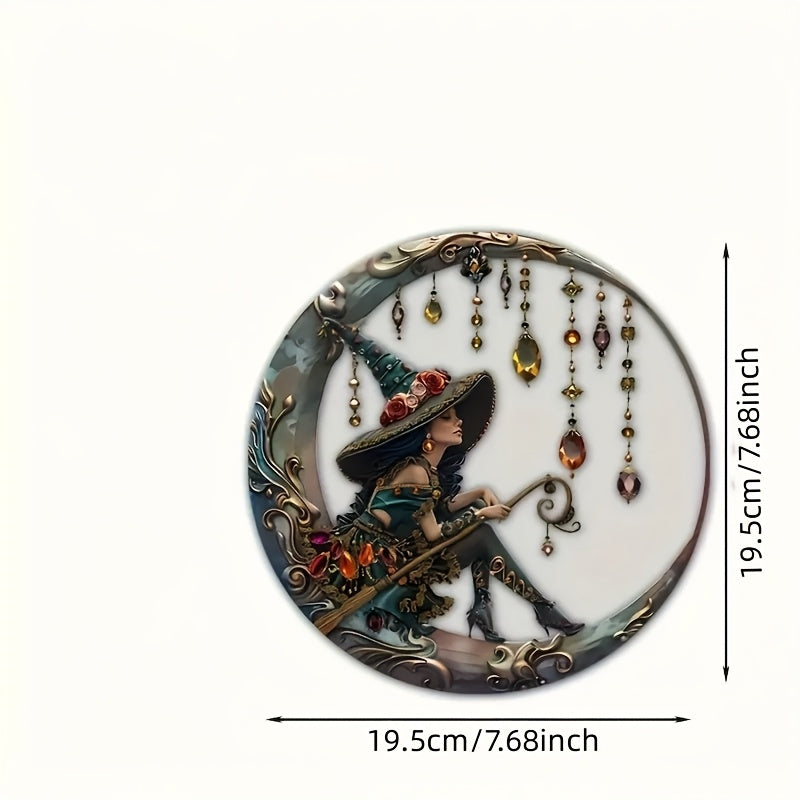 Witch Glass Window Decoration Acrylic Pendant Wall Art for Bedroom Living Room Kitchen Balcony