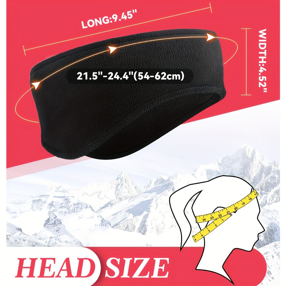 Stretchable Polyester Ear Warmer Headband for Women Windproof Ear Flaps 2-Pack