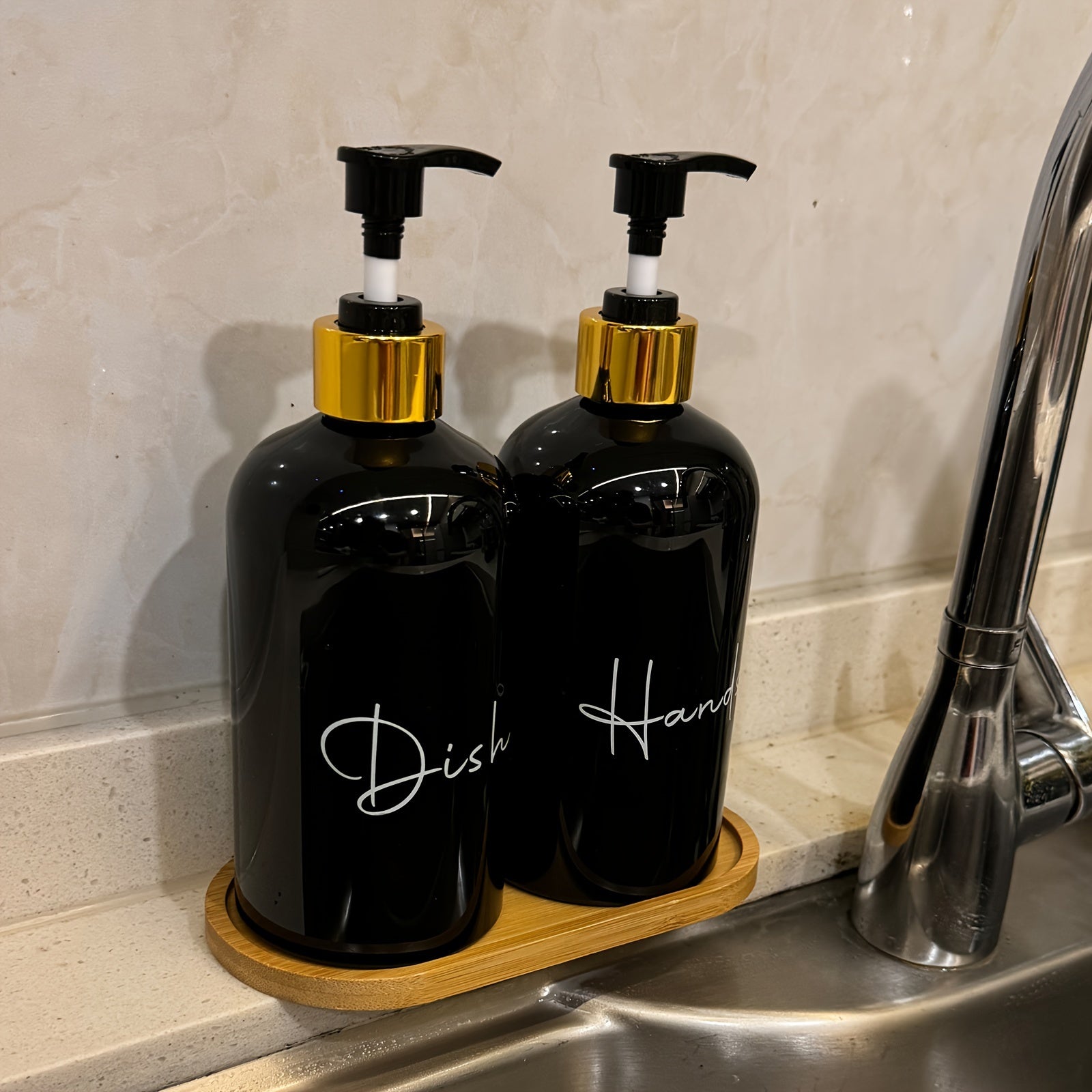 2-Pack 17 Oz Plastic Hand and Dish Soap Dispensers Refillable Lotion Bottles Kitchen Bathroom