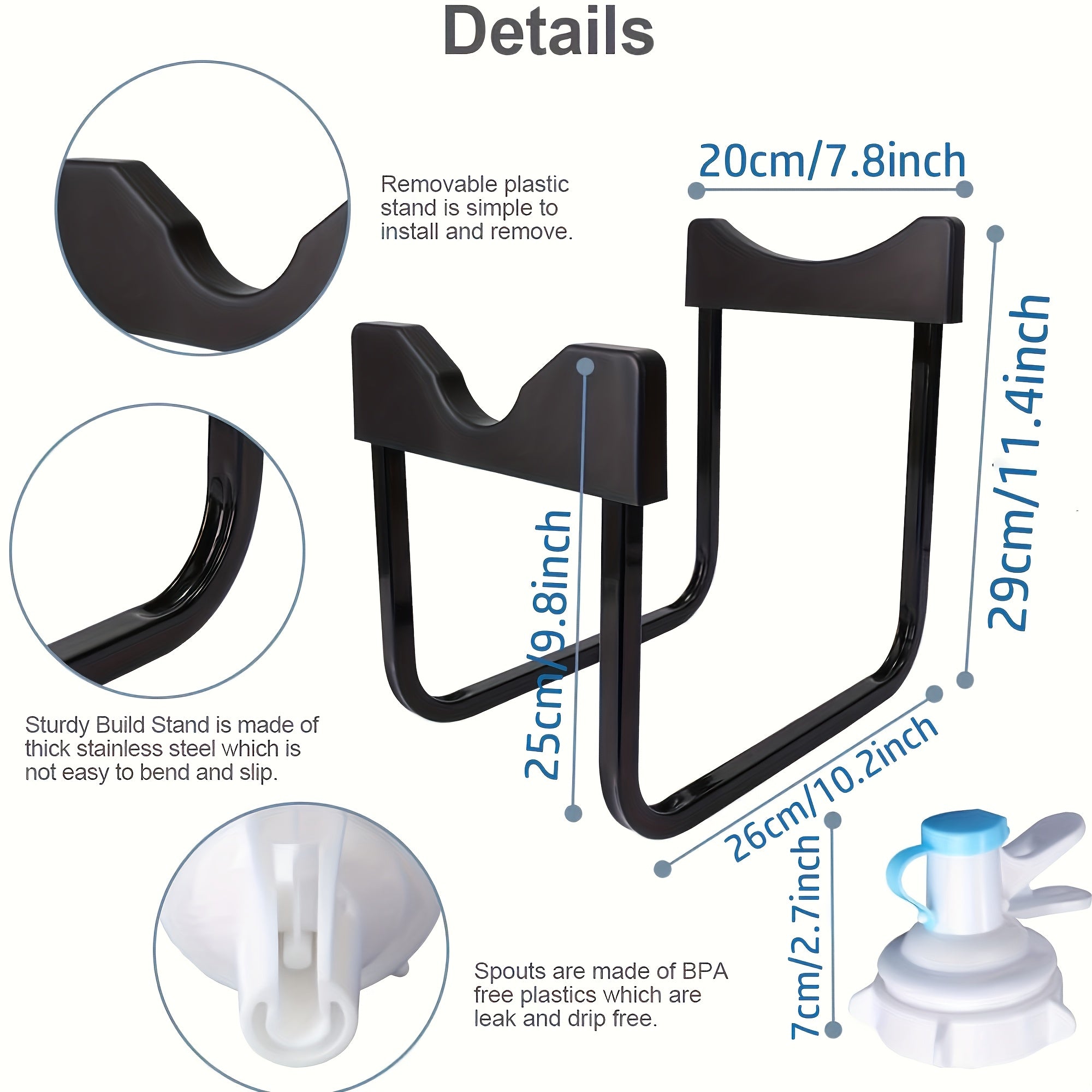 Water Dispenser Stand for 5-Gallon Bottles Removable Iron Frame No Power Needed