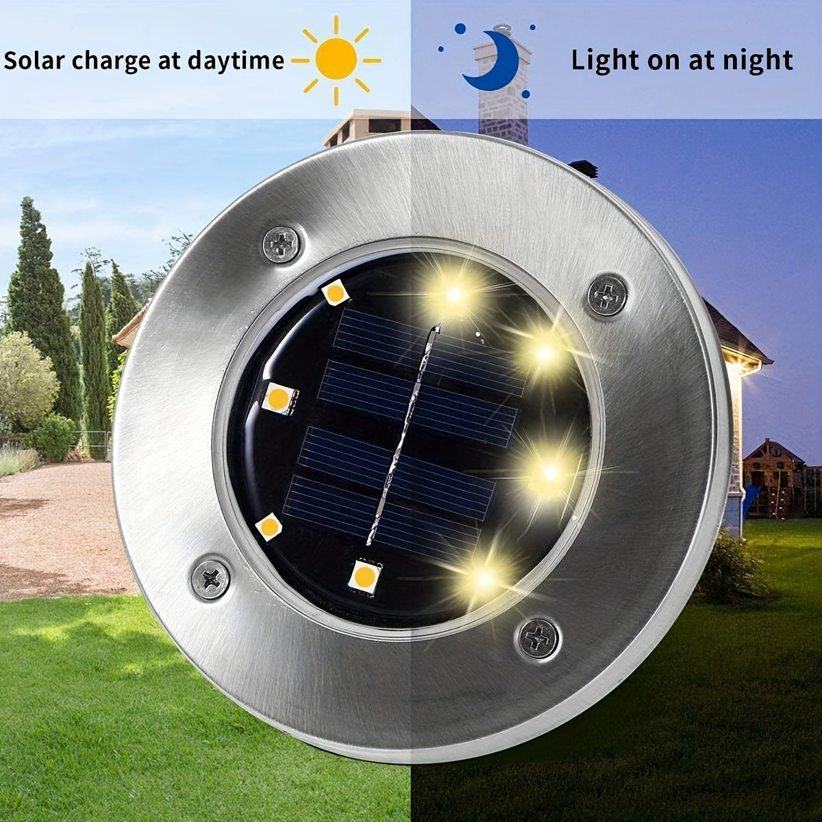 Pack of 4/8/12 Solar Outdoor Ground Lights with 8 LED Pathway Garden Yard Lighting