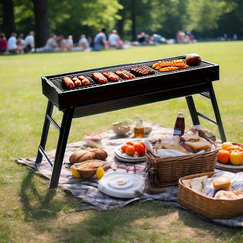Parrilla de barbacoa de carbón plegable con diseño extraíble para camping y reuniones