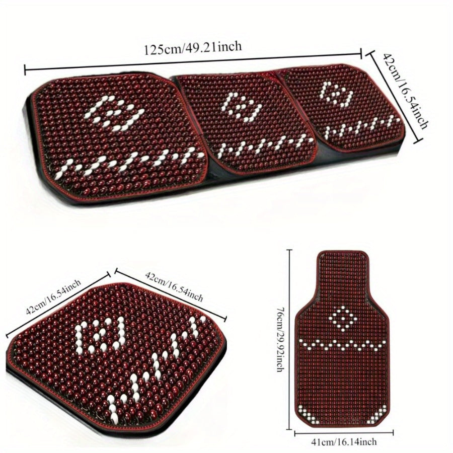 Summer Car Seat Cushion Set Breathable Wooden Bead Cooling Mat for Cars