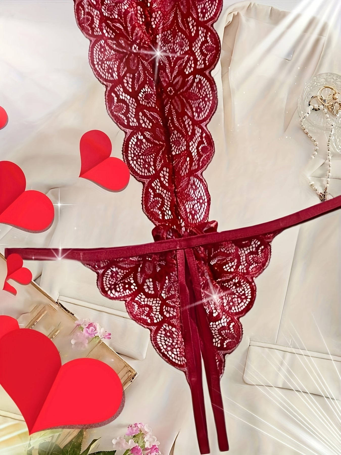 Women's Burgundy Floral Lace Teddy Bodysuit with Adjustable Straps