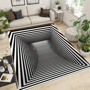 Alfombra de patrón rectangular con respaldo antideslizante, lavable a mano, ligera, de poliéster, sala de estar