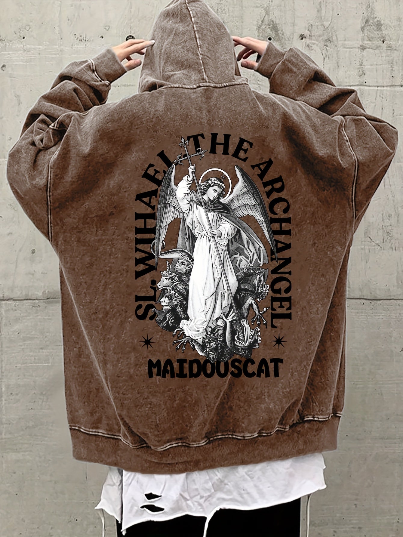 Plus Size Men's Hoodie Cotton Hooded Long Sleeve Casual Angel Print