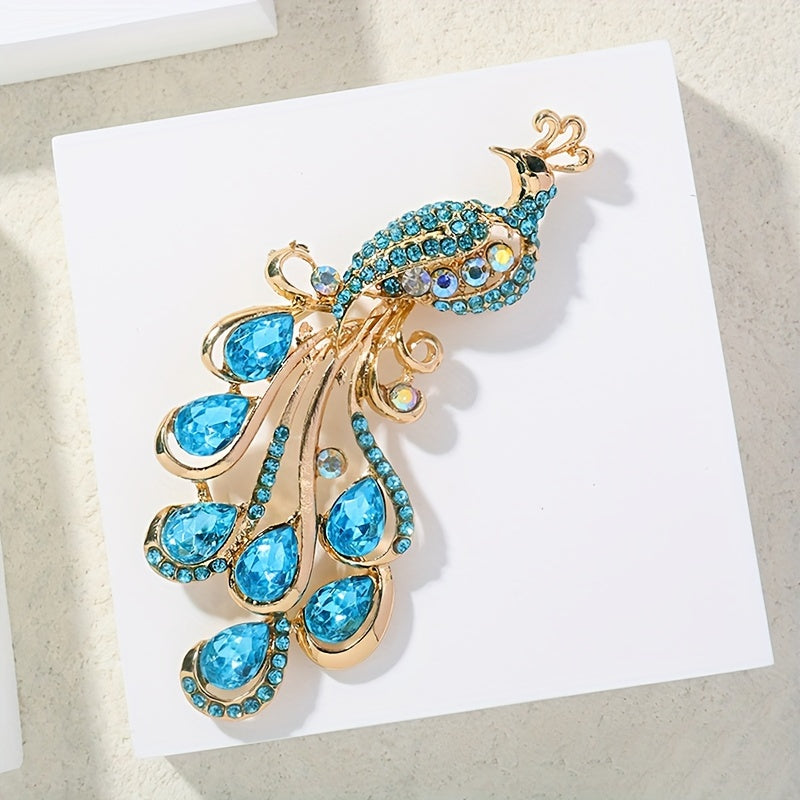 Peacock Brooch for Men and Women Rhinestone Jewelry Accessory Party Gift Clutch Pin