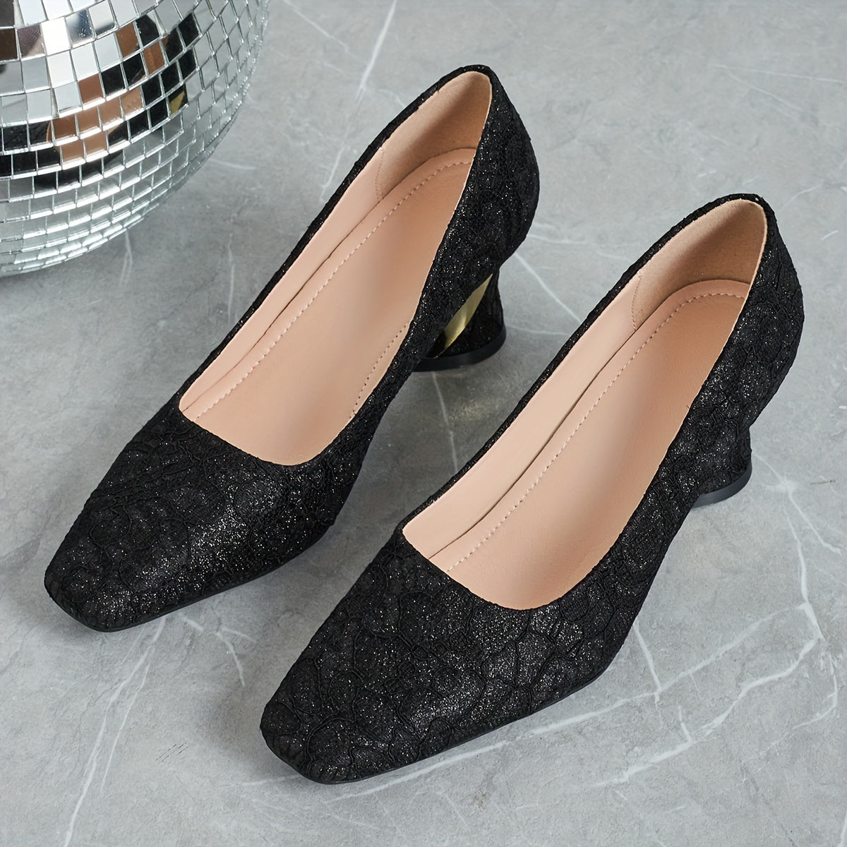 Ladies' Fashionable Mule High Heels, Comfortable Bright Thick Heels