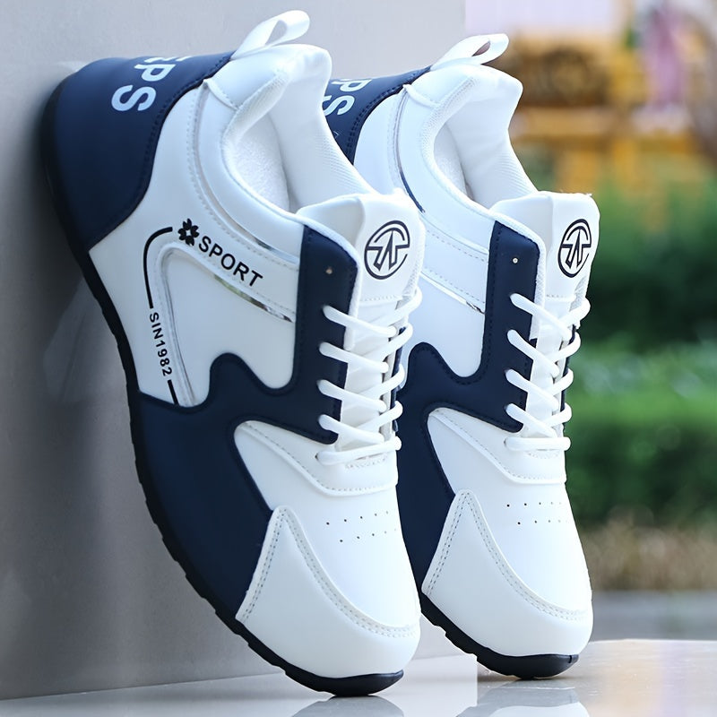 Unisex Sports Sneakers with PU Upper Fabric Inner Rubber Sole All-Season Casual Running Shoes