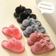 Women's Flannel Plush Faux Fur Sole Indoor Slippers for Winter
