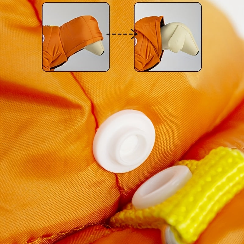 Waterproof Winter Dog Jacket for Small to Medium Breeds Yellow Hooded Insulated Coat