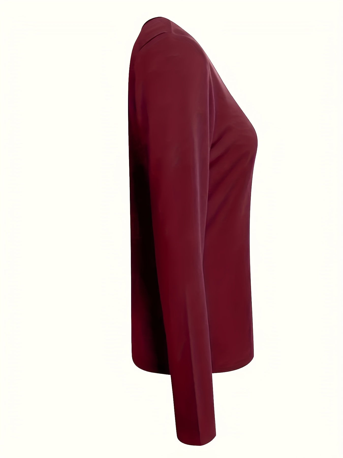 Plus Size Women's Black Ruffled Long Sleeve Top Casual Stretchy Fall Winter