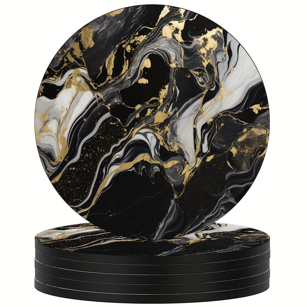 Set de posavasos redondos con patrón de mármol, aislamiento térmico, antideslizantes, lavables, decoración de cocina y coche