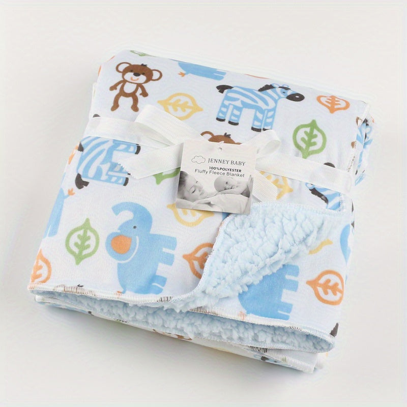 Baby Lamb Blanket Double-Layered Cartoon Print Soft Cozy All-Season Gift
