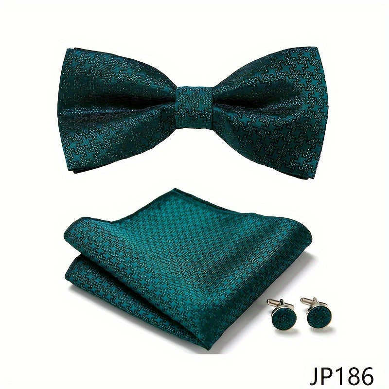 Men's Blue Polyester Tie and Pocket Square Set Floral Pattern for Formal Events