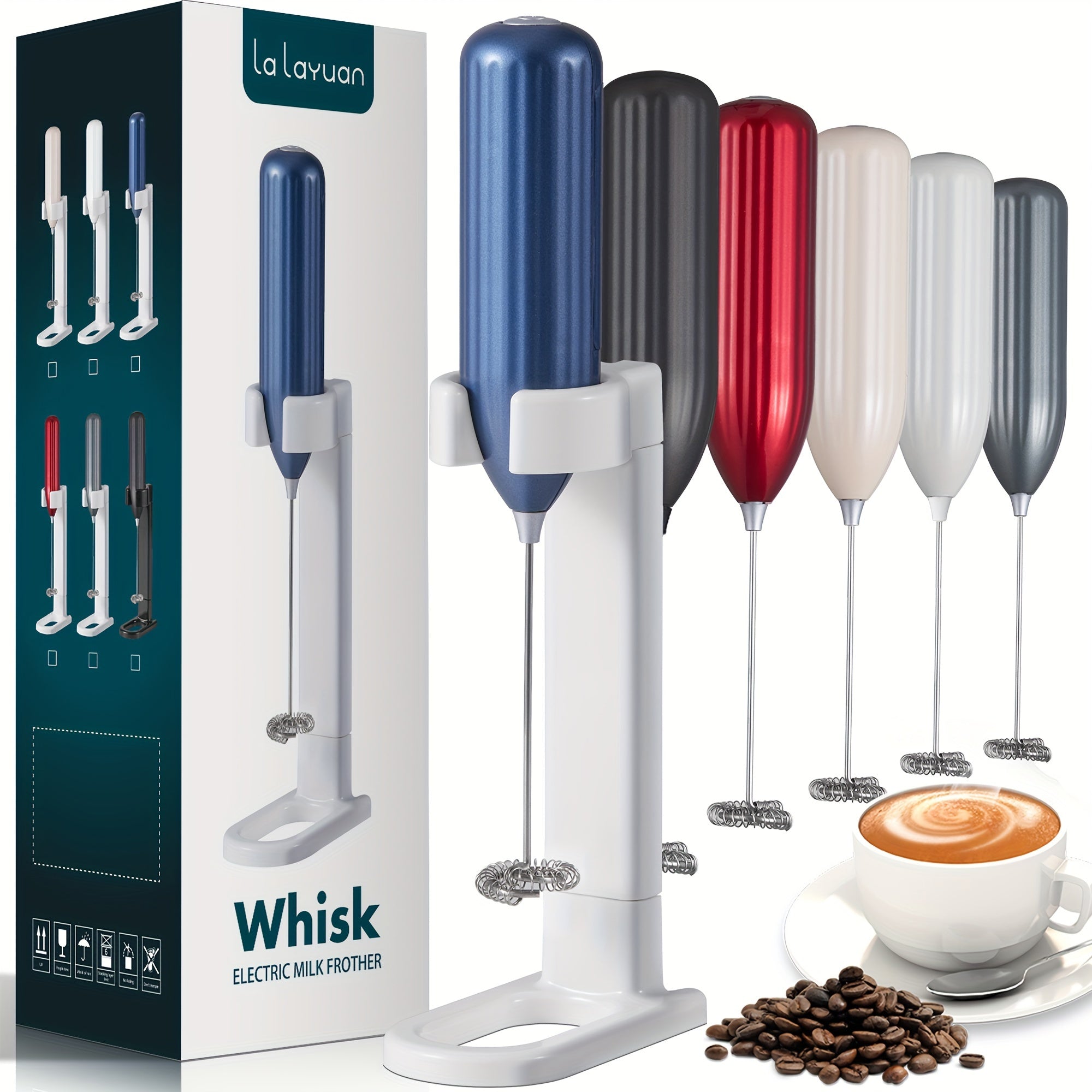 Electric Milk Frother Mini Battery Operated Stainless Steel for Coffee and Drinks