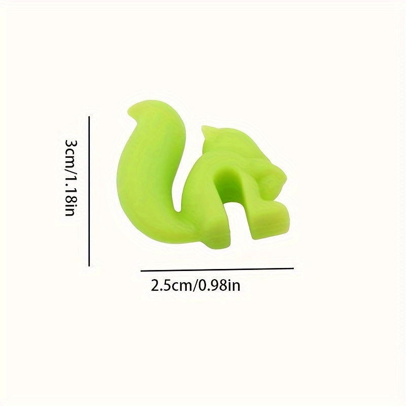 Silicone Squirrel Tea Bag Holder Set, Colorful Drink Accessories, Cup Rim Holder