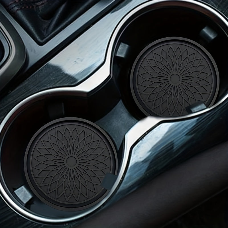 2PCS Car Non-Slip Water Cup Holder Coaster Storage Pad Creative Flower