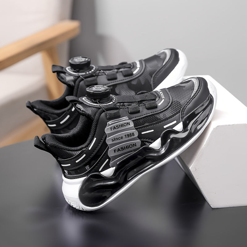 Zapatillas de rayas para niños con hebilla giratoria, forro transpirable, suela antideslizante de EVA