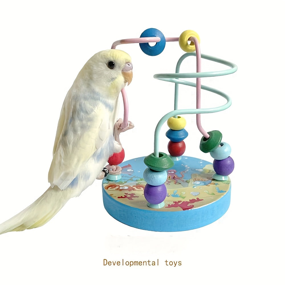 Wooden Parrot Puzzle Toy for Birds Enrichment Mental Stimulation Entertainment