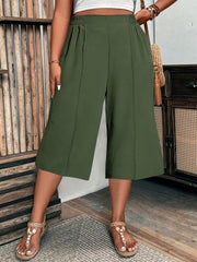 Women's Plus Size Bermuda Shorts Brown Woven Fabric Elastic Waist Straight Fit Summer Casual