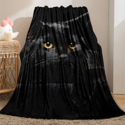 Black Cat Print Flannel Blanket for Adults Lightweight Soft Throw for Bed Couch Travel