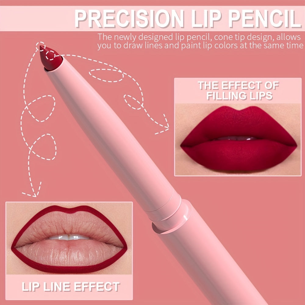 Lip Liner Pen Set 6pcs Waterproof Long-Lasting Non-Fading Makeup