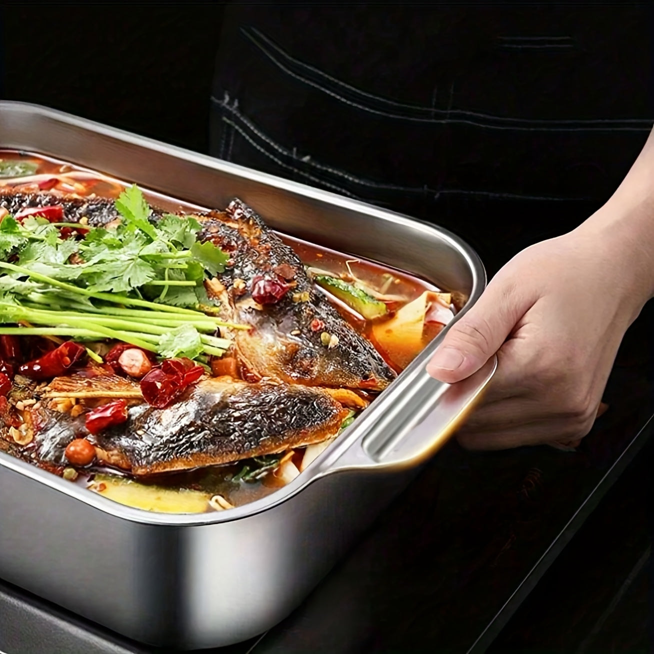 Stainless Steel pishirish panasi, yopishmaydigan pech va tashqarida foydalanish uchun cookie listi