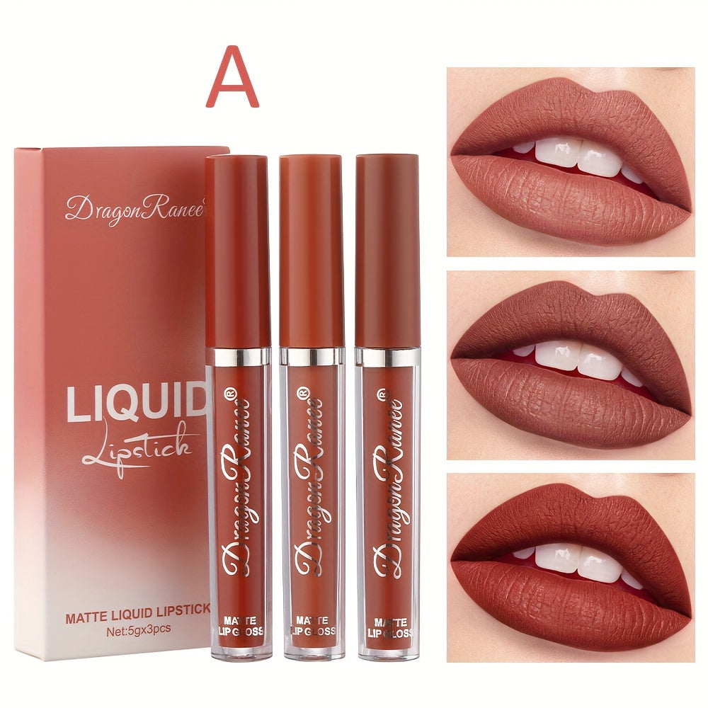 Women's Velvet Matte Lipstick Set 3-Pack Long-Lasting Non-Fading Moisturizing