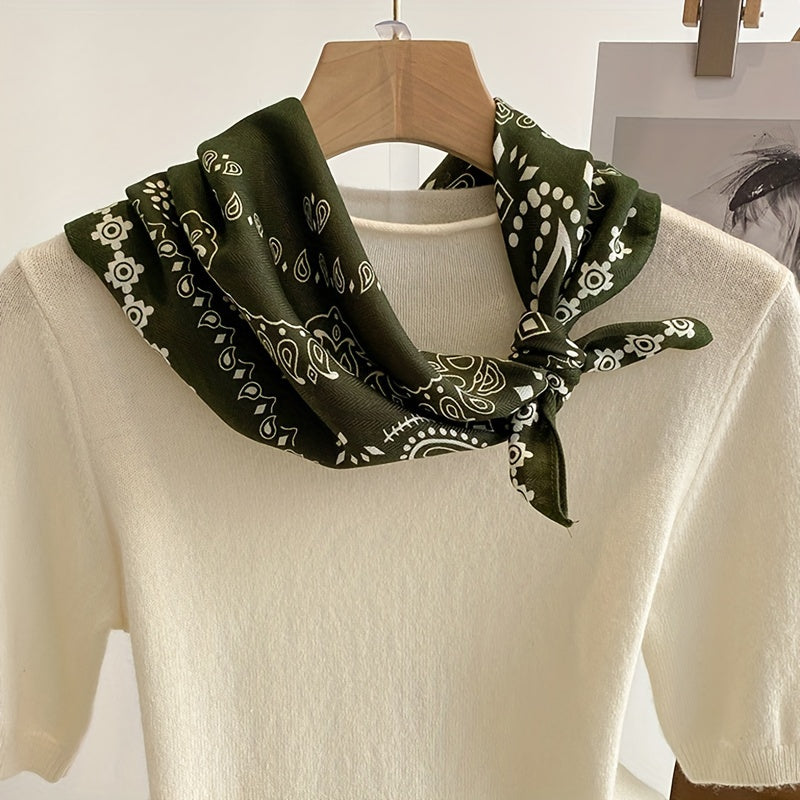 Модный квадратный бандана-шарф с принтом кешью в богемном стиле, универсальный платок для шеи для весенних и осенних аксессуаров