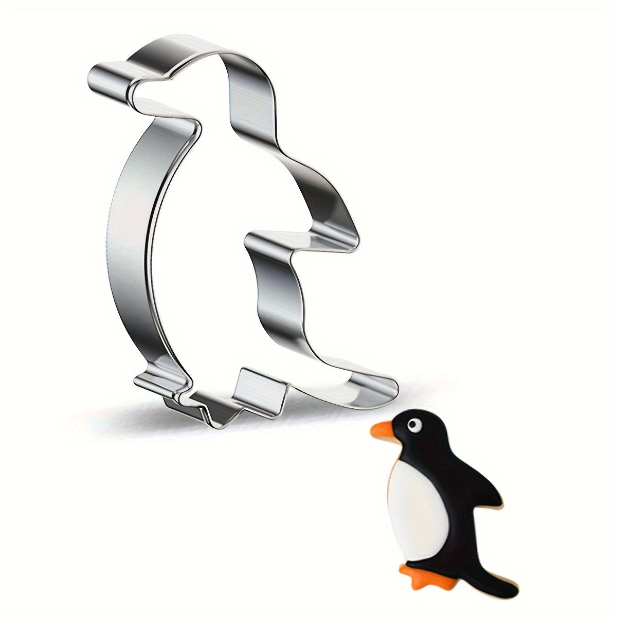 Stainless Steel Penguin Shaped Biscuit Mold for DIY Baking and Cookies