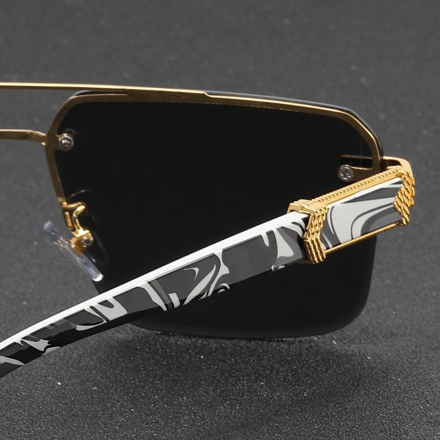 Men's Semi-Rimless Ultraviolet Fashion Glasses Black Lightweight