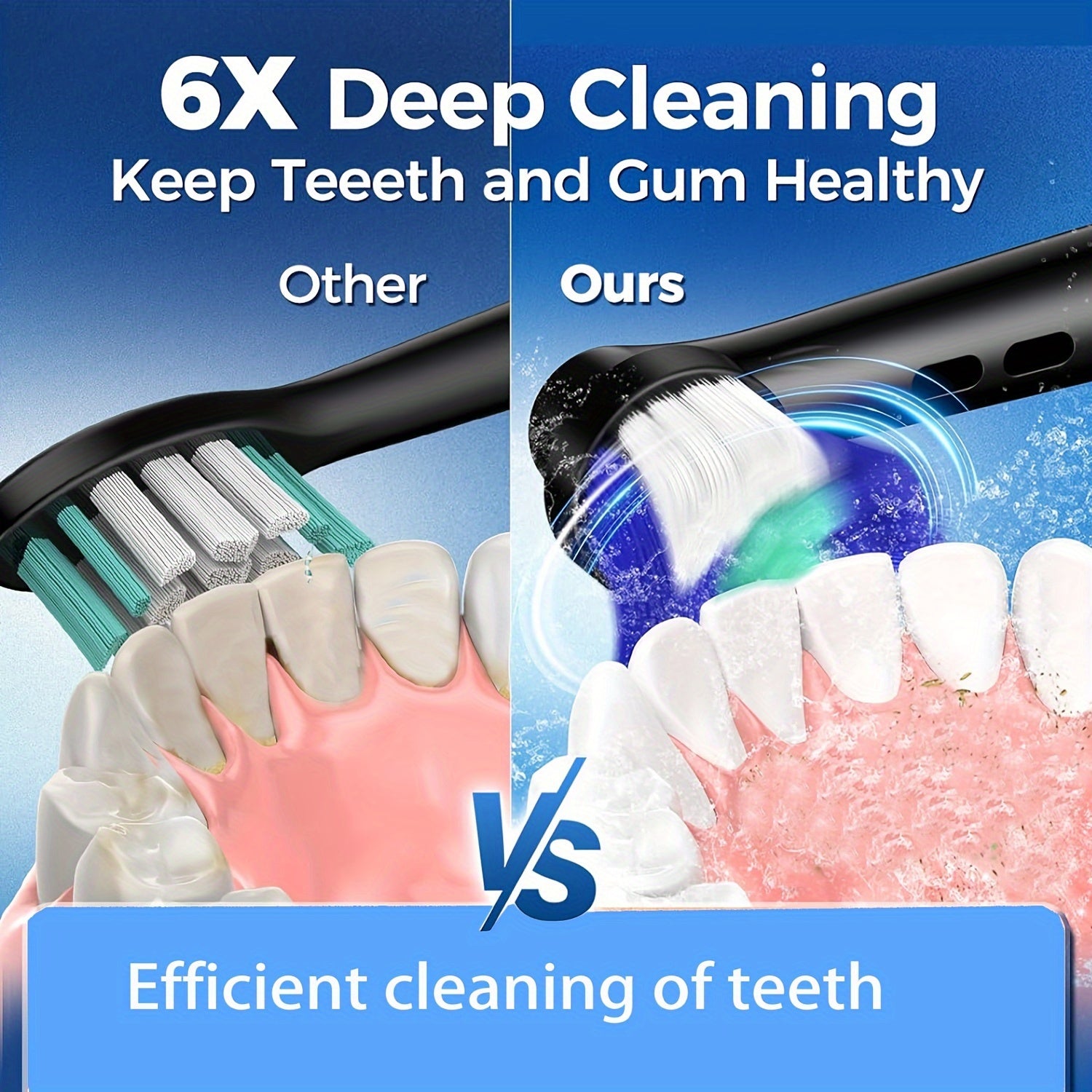 Electric Toothbrush for Adults with 5 Modes and 8 Rotatable Soft Bristle Heads in Black