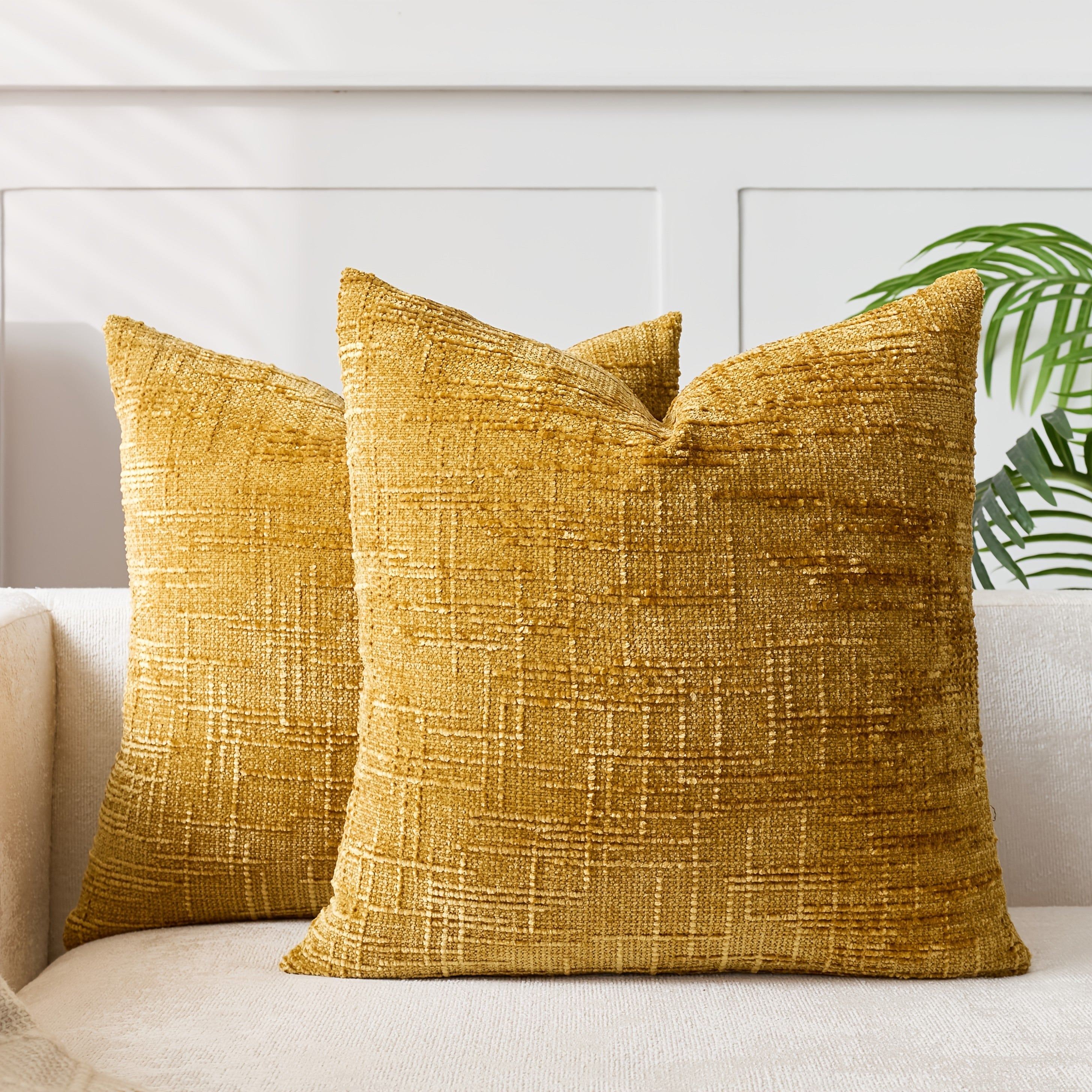 Velvet Throw Pillow Cover with Bamboo Striped Geometric Design for Sofa Bedroom