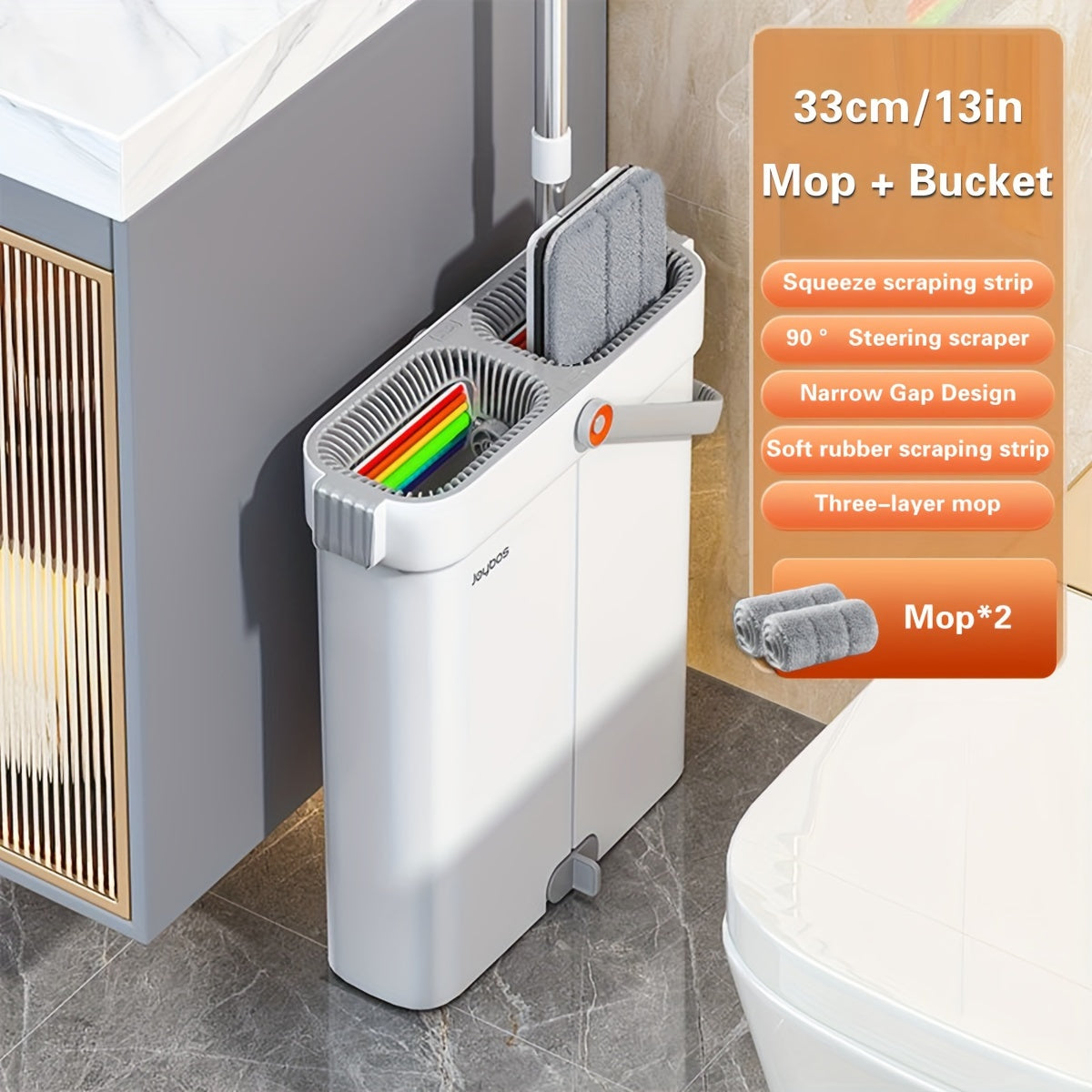 Tozaqop va kova to'plami, 4 ta yuviladigan padlar bilan, 360° aylanadigan mikrotoʻlqin, pol uchun zanglamaydigan po'latdan yasalgan tutqich, plitka, marmar, yog'och pol uchun