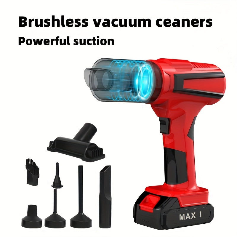 Kuchli so'rish qobiliyatiga ega, simsiz brushless motorli portativ mini qo'l vakuum tozalagich. Tozalash, changni puflash, kichik narsalarni shishirish uchun yuqori quvvatli USB orqali zaryadlanadigan, turli xil qo'shimchalar bilan.