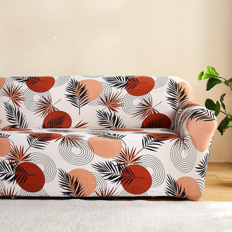 Современный чехол для дивана с эластичным закрытием, изготовленный на 95% из полиэстера и на 5% из спандекса. Машинная стирка, активная печать и качественная строчка. Подходит для кресел и секционных диванов, вес ткани 100-120 г/м².