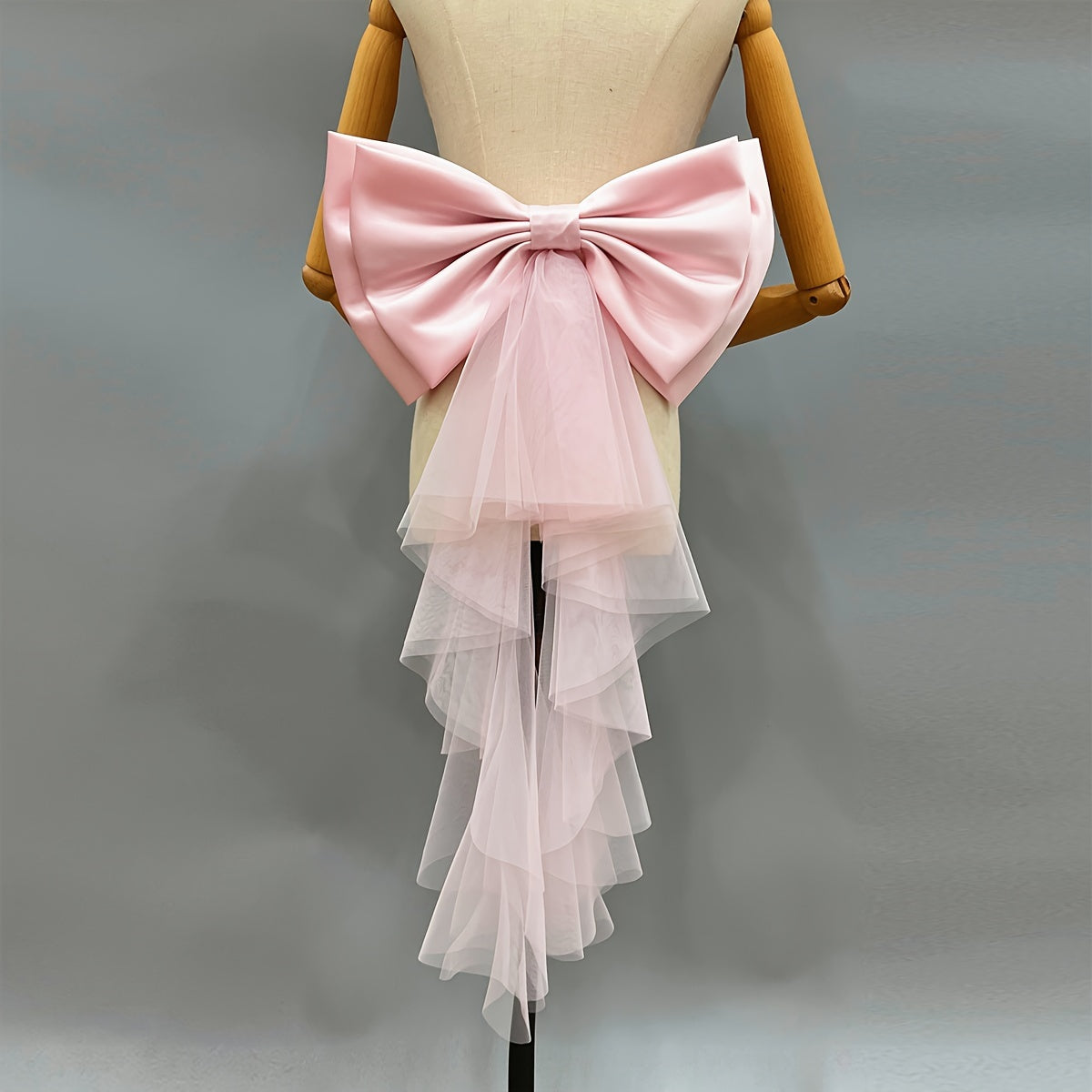 Bridal Accessory with Satin Bowknot and Detachable Tail for Wedding
