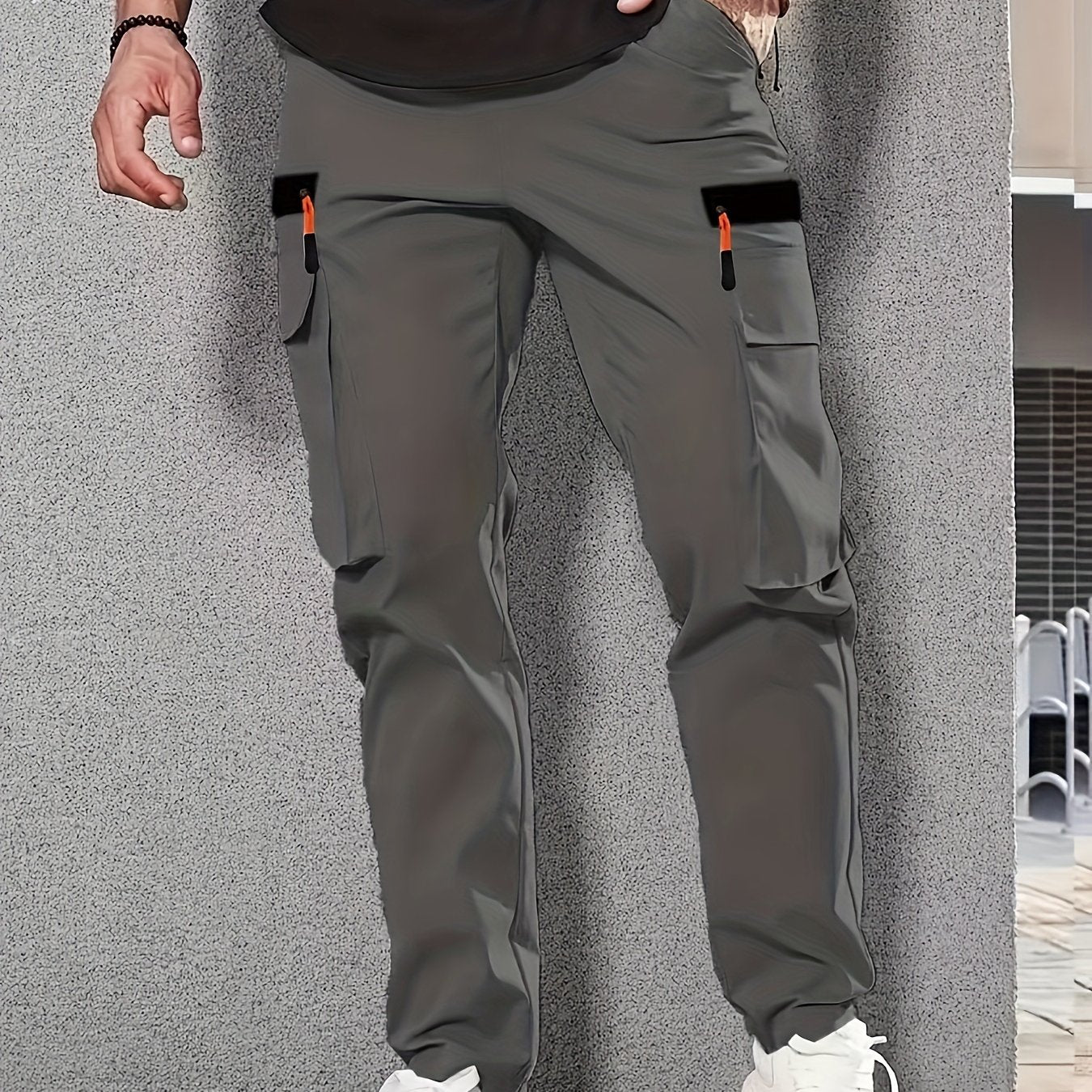 Men's Cargo Pants Regular Fit Solid Color Polyester Straight Leg All-Season Casual