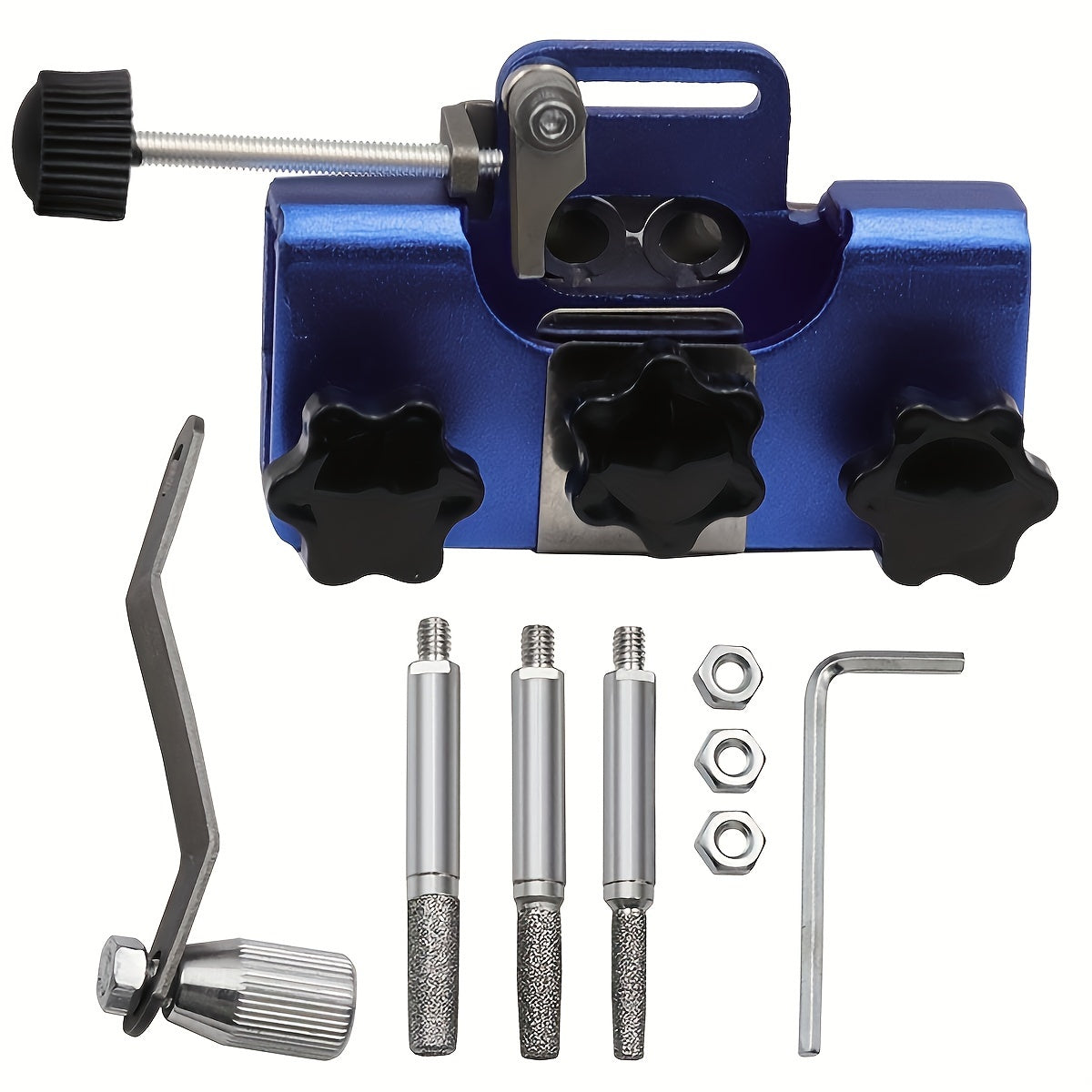 Комплект для заточки цепных пил ручного типа с 3 шлифовальными головками и сумкой для переноски