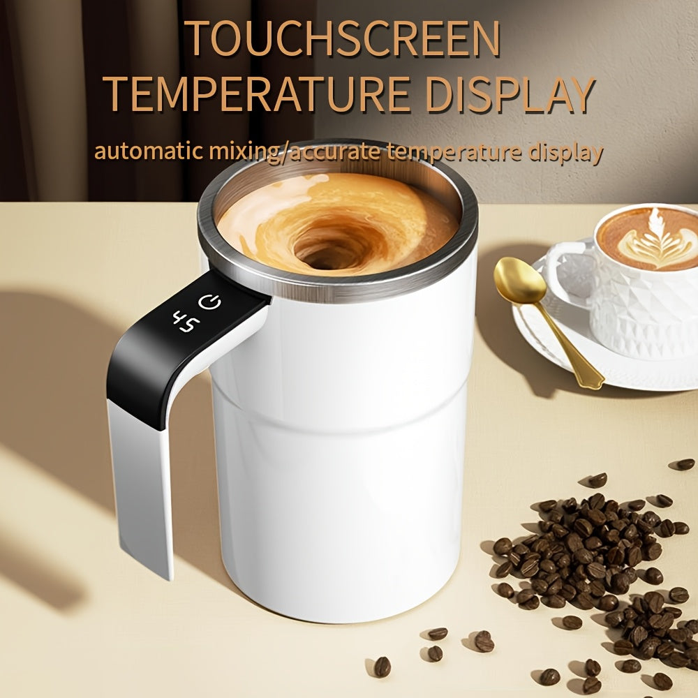 Stainless Steel Coffee Mug with Temperature Control and Magnetic Stirring