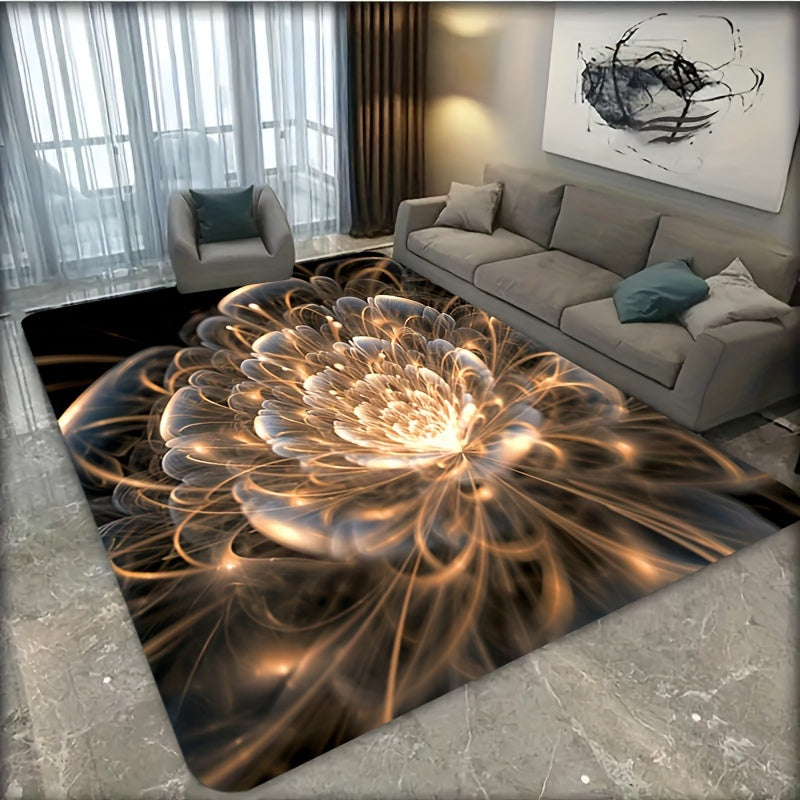 3D Printed Floral Flannel Rug Non-Slip Easy to Clean for Kitchen Living Room Bedroom Indoor Decor